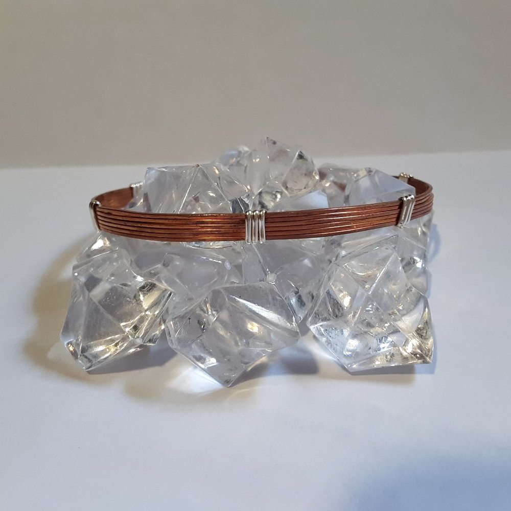 Copper Bracelet 925 Silver Filled Hand Wrapped 8 i